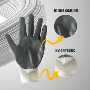 2020 the new best selling soft Breathable work gloves security gloves with good GRIP white and gray nitrile indus - Product Image 5