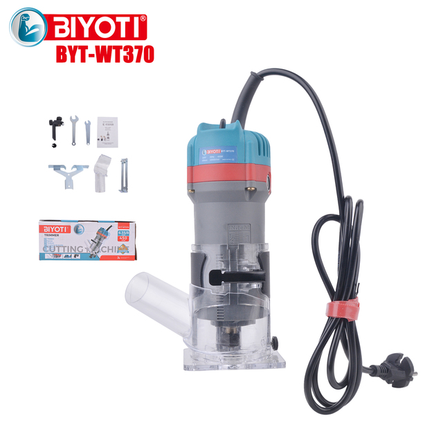 220V Electric DIY Industrial OEM Mini Hand Wood Trimmer Router Machine Woodworking Tools Engraving Slotting BIYOTI BYT-WT370