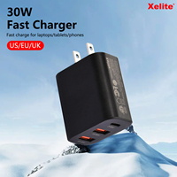 Chargeur rapide en gros d'usine PD GaN 30W USB A + chargeur de port de type C pour téléphone portable adaptateur américain