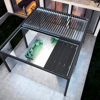 Pergola Bioclimatique Moderne Motorisée en Aluminium à Lames Rétractables, Pliante, Imperméable, avec Toit Pare-Soleil Thermolaqué pour Jardin