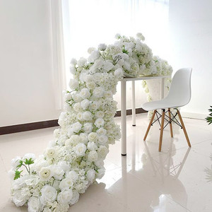 Guirlande <span class=keywords><strong>de</strong></span> fleurs <span class=keywords><strong>de</strong></span> <span class=keywords><strong>table</strong></span> à manger en fausse soie rangée <span class=keywords><strong>de</strong></span> fleurs personnalisées, <span class=keywords><strong>chemin</strong></span> <span class=keywords><strong>de</strong></span> fleurs artificielles roses blanches pour décor d'événement <span class=keywords><strong>de</strong></span> <span class=keywords><strong>mariage</strong></span> - Product Image 1