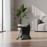 Table basse de luxe en plastique renforcé de fibre de verre avec plateau en marbre naturel, design artistique sculptural, modèle moderne pour salons