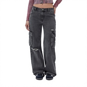 Pantalon cargo en jean pour femme, respirant, décontracté, utilitaire, conception personnalisée, fournisseur de vêtements à marque privée, services OEM - Product Image 1