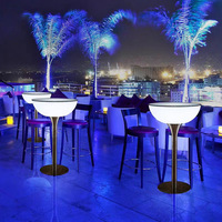 Table de bar haute lumineuse du fabricant, ensemble de table basse en plastique transparent et étanche pour le salon