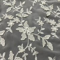 Tissu en Georgette de Chiffon Non Tissé 100% Polyester Biologique et Respirant Brodé Blanc Naturel pour la Mode de Mariage Féminine