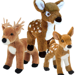 Peluche cerf bicolore, poitrine blanche contrastante et corps brun, bois de cerf élancés, sabots et nez noirs, objet de collection pour tous les âges - Product Image 6