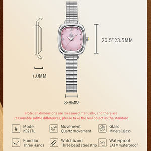 Orologi con quadrante di perle <span class=keywords><strong>rosa</strong></span> SK orologi da polso di lusso elegante regalo femminile da <span class=keywords><strong>donna</strong></span> cassa quadrata minimalismo da <span class=keywords><strong>donna</strong></span> orologi al quarzo - Product Image 3