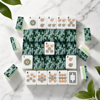 Ensemble de mahjong américain de luxe - Édition « Misty Grove » avec marbrure inspirée de l'émeraude et accents de vert citron, tuiles en résine de qualité supérieure
