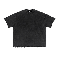 Meilleure vente : T-shirt 100% Coton Écologique, Grammage Lourd 310 GSM, Coupe Oversize à Épaules Tombantes, Col Épais, Effet Vieilli et Délavé à l'Acide, Impression DTG