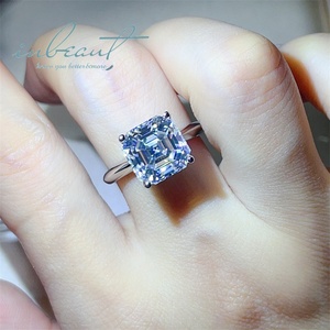 Bạc 925 gốc 5 Carat rực rỡ asscher cắt kim cương kiểm tra quá khứ D màu moissanite nhẫn cho phụ nữ cưới Đồ trang sức mỹ - Product Image 4