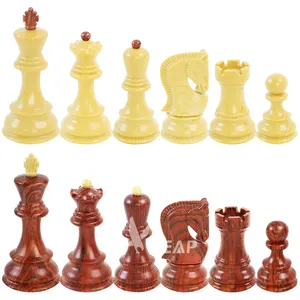 LEAP Factory direct sales 9.7cm ABS material zagreb style triple weighted 34 chess pieces set in wooden grain