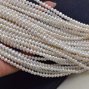 Collar de Perlas de Agua Dulce Naturales de 3-4 mm, Casi Redondas, para Trabajos de Joyería DIY, Cuentas Sueltas en Progreso - Product Image 4