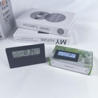 Horloge de bureau numérique LCD transparente esthétique, intelligente, à piles, avec affichage de la température et de l'humidité, pour le bureau, la chambre et les voyages