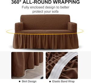 Copridivano Super Morbido ed Elasticizzato per 1/2/3/4 Posti con Gonna, Protezione Completa per Mobili - Product Image 4