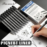 Lot de 9 stylos feutres noirs Microns à pointe fine, marqueurs de croquis, étanches, fournitures artistiques pour dessin, manga, bandes dessinées, écriture manuscrite