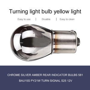 <strong>Chrome</strong> Silver Amber Rear <strong>Indicator</strong> <strong>Bulbs</strong> 581 Bau15S PY21W Vehicle Auto Turn Signal Car Brake Lamps S25 12V Yellow Amber - Product Image 4