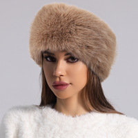 Diadema ancha de piel de conejo de zorro de imitación cálida para invierno de alta calidad para mujer, accesorios para el cabello, diademas rusas para mujer, sombrero sin parte superior