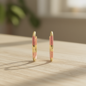 Aros Multicolores E4513, Chapados en Oro, Aleación de Zinc, Joyería Moderna para Mujer con Frase Inspiradora - Product Image 2