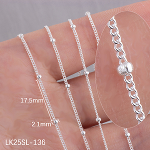 Catena a sfera piatta con perline 925 in argento Sterling di nicchia 1.7 mm2.1 mm2.5mm catena <span class=keywords><strong>satellitare</strong></span> per creazione di gioielli braccialetto collana fai da te - Product Image 5