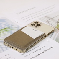 Grosir disesuaikan pemegang kartu telepon seluler Lasrable kulit imitasi Dompet telepon terukir tempat kartu kulit dengan perekat