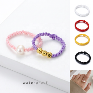 Cuentas talladas <span class=keywords><strong>de</strong></span> acero inoxidable Yiwu Aceon, fabricación personalizada <span class=keywords><strong>de</strong></span> bricolaje, anillo <span class=keywords><strong>de</strong></span> cuerda colorido trenzado <span class=keywords><strong>de</strong></span> perlas frescas - Product Image 1