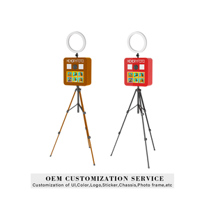 Fotomatón de autoservicio de disparo instantáneo Fotomatón de pie interactivo de madera Máquina de fotomatón Vintage para boda - Product Image 4