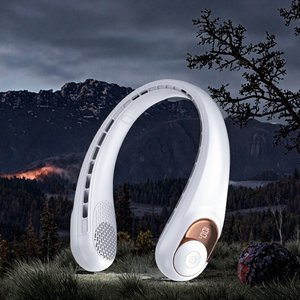 Ventilateur de cou portable en plastique pliable avec écran LED, rechargeable USB-C, batterie 4000 mAh, réglage 3 vitesses, fonctionnement ultra-silencieux - Product Image 2