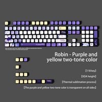 Wholesale 118-Key Purple Yellow Translucent PBT Dye Sublimation OEM Profile Keycap Set for MX Mechanical Gaming Keyboard