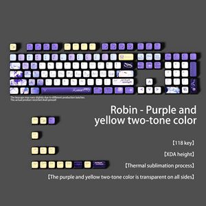 Conjunto de Teclas PBT Translucidas Roxas e Amarelas de 118 Teclas para Teclado Mecânico de Jogos MX - Product Image 2