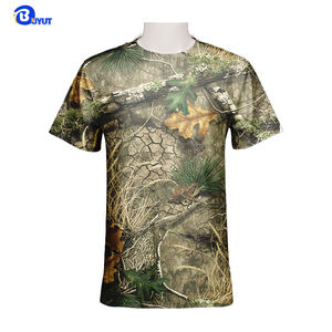 도매 폴리에스터 카모 티셔츠 리얼 트리 카모 사냥 티셔츠 현실적인 나무 위장 패턴 열전달 인쇄 셔츠 - Product Image 3