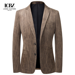 Veste blazer décontractée en velours côtelé à rayures pour hommes, tenue une pièce respirante et imperméable, grande taille, printemps et automne - Product Image 1