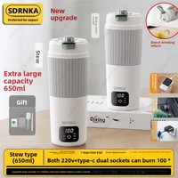 Bouilloire Électrique Portable Tout-en-un Isolée, Alimentation USB pour Voiture, Acier Inoxydable, Contrôle Numérique, Arrêt Automatique, Usage Domestique