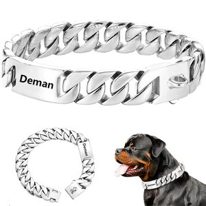 <span class=keywords><strong>Collar</strong></span> de perro con cadena para mascotas personalizado con superhebilla, <span class=keywords><strong>Collar</strong></span> de perro de acero inoxidable personalizado para perros medianos y grandes, Bulldog francés Pitbully - Product Image 4