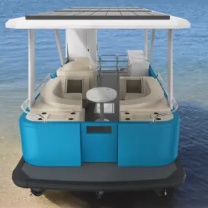 La migliore nuova barca pontone a energia solare in alluminio con piano rigido in vendita