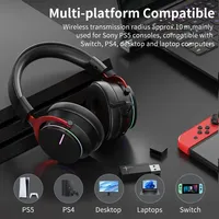 Casque de jeu sans fil AOLION 5.8G pour PS5 PC, réduction de bruit ANC, étanche IPX6, faible latence, micro, noir, accessoires pour casque