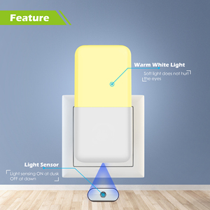 OEM Factory Square <b>Plug</b>-<b>in</b> LED Night <b>Light</b> with Dusk to Dawn Sensor, Low Power ABS Night Lamp, US EU UK AU JP <b>Plug</b> - Product Image 3