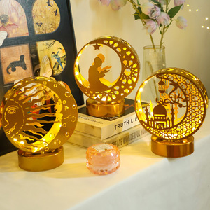 Lámpara de Luna de Hierro Forjado, Bola Dorada con Forma de Castillo Estrellado, para Mesa de Comedor, Hotel, Restaurante, Dormitorio, Fiestas, Ambiente Festivo - Product Image 1