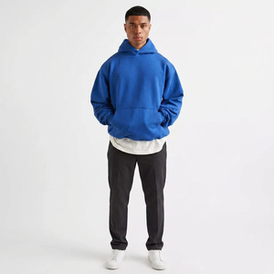 Custom No String Pullover Hoodies Unisex Plain Oversized Drop Shoulder 100% Cotton French Terry 500gsm Hoodies - Product Image 1