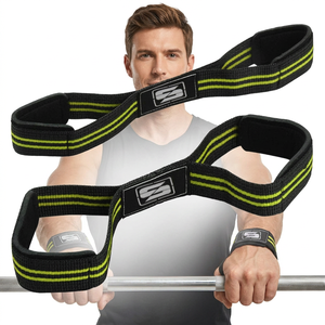 Sangles de musculation en forme de huit, robustes, réglables, confortables, en néoprène, avec support pour les poignets, pour l'entraînement - Product Image 1