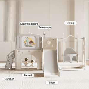 Casetta da gioco per bambini da esterno e interno con scivolo, <span class=keywords><strong>altalena</strong></span>, canestro da basket, lavagna da disegno e arrampicata - per giardino, set da gioco per neonati e bambini piccoli - Product Image 3