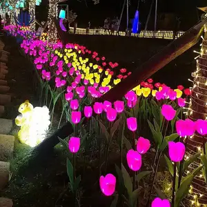สวนลานตกแต่งแสงภูมิทัศน์กลางแจ้งโคมไฟ LED ดอกทิวลิป