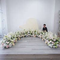 Chemin de fleurs artificielles pour allée de mariage, rose et blanc, en soie, arrangement floral pour cérémonie, décoration de sol pour événements