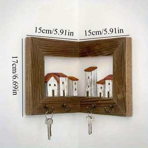 Solid Wood Wall Mounted Corner Rack Square <b>Key</b> Coat Hook Entryway Bedroom Simple <b>Hanger</b> Durable No Drilling Required - Product Image 4