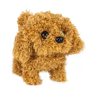 Nuovo design per bambini giocattoli di peluche elettrici che camminano giocattoli per cani che abbaia interattivi piccoli giocattoli per bambini con cani da passeggio in flanella multicolore