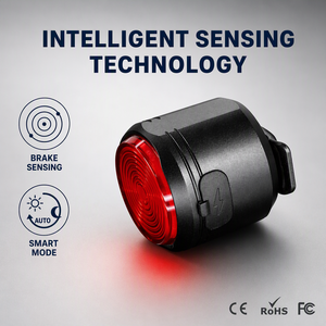 Feu arrière <span class=keywords><strong>de</strong></span> vélo intelligent à radar, feu stop LED externe, signal d'avertissement à détection <span class=keywords><strong>automatique</strong></span> pour la sécurité des trajets nocturnes en vélo électrique et trottinette - Product Image 1