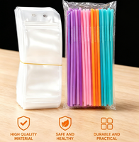 Poches Personnalisées en Plastique PE Jetables pour Jus et Boissons, avec Trou pour Paille, Emballage Transparent pour Eau, Liquides et Aliments