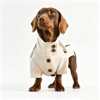Chemise pour chien en lin naturel respirante, style Old Money, avec col montant et bordure en daim, boutonnée, pour l'été, pour petits chiens