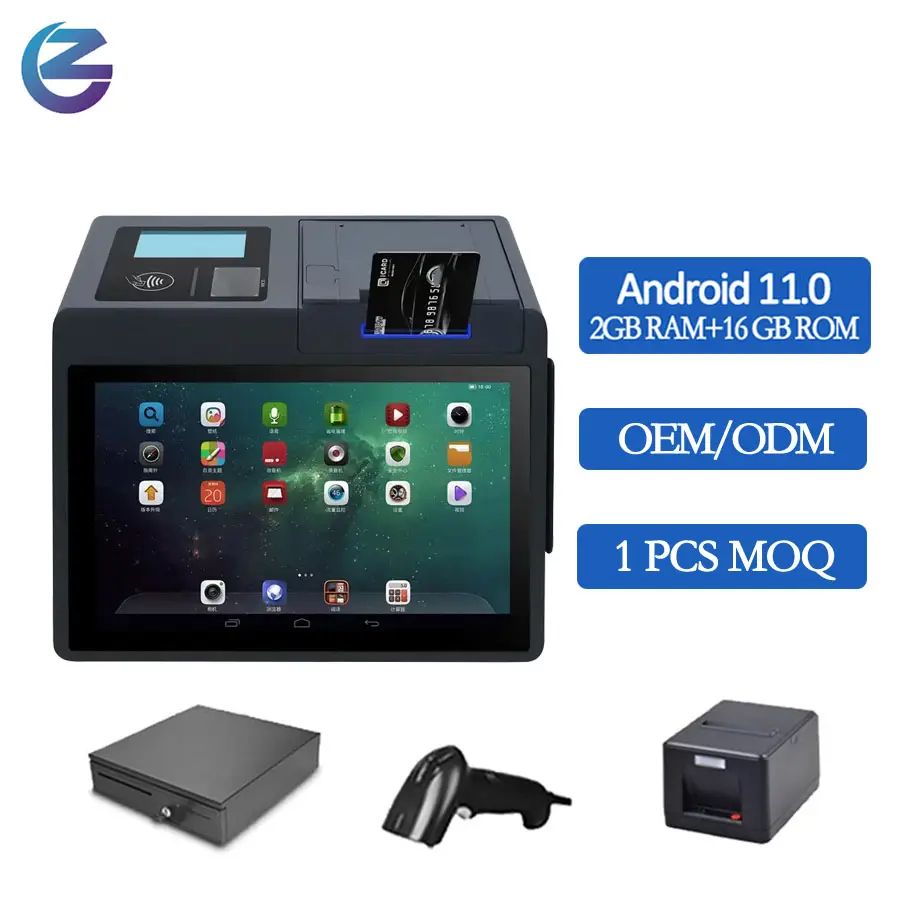 Z100 Android 11 Mesin Kasir Mini Sistem Pos Tablet NFC Supermarket Mesin Atm Semua Dalam Satu Terminal Pos