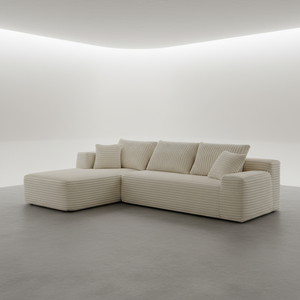 L Shape <strong>Sofa</strong> Bed Convertible Modern Rectangular Modular Chenille White 4 Seater <strong>Long</strong> <strong>Sofa</strong> <strong>Set</strong> - Product Image 1