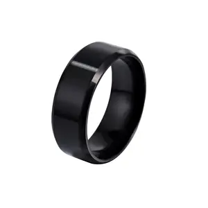 Fashion Trendy 6 Colors 316L Stainless Steel Ring 8mm Width Blanks Popular Cheap Jewelry Ring Full Size For Men